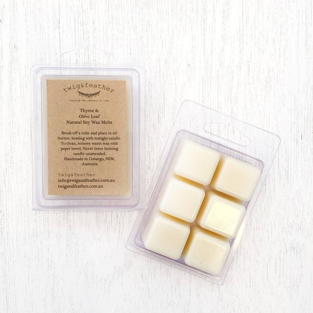 Twig-and-feather-soy-wax-melts-thyme-and-olive-leaf