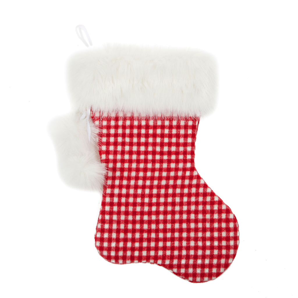 Twig and Feather stocking gingham red and white