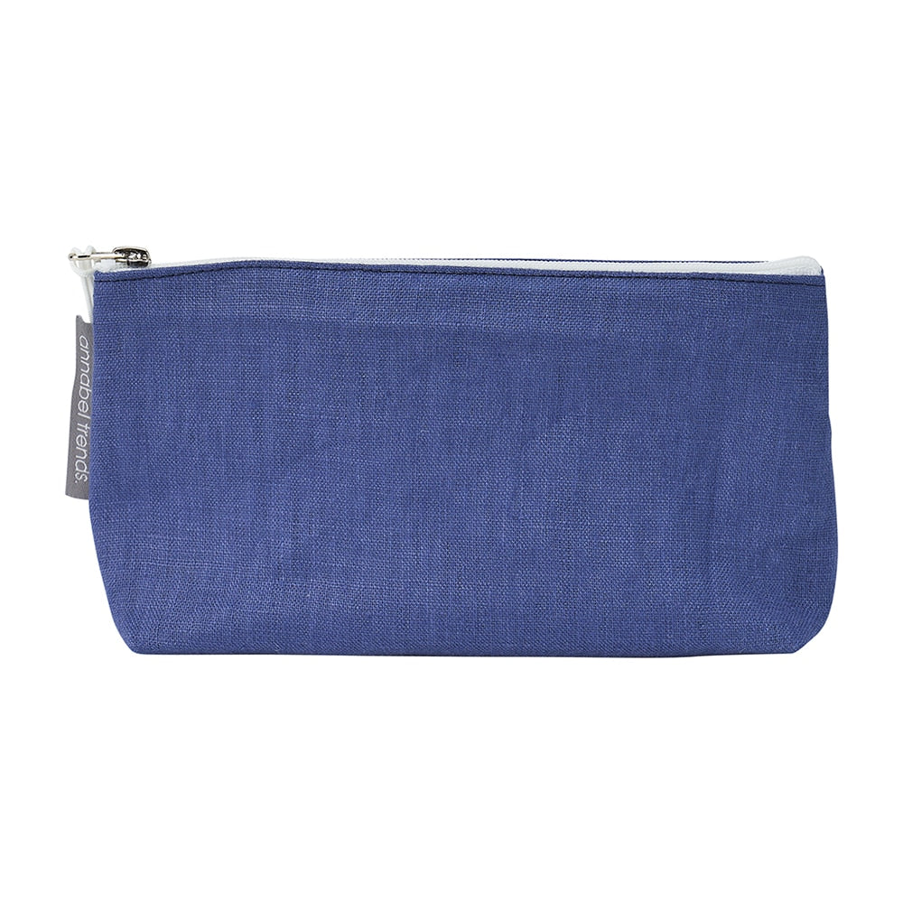 Twig and Feather linen cosmetic bag sm in pacific blue