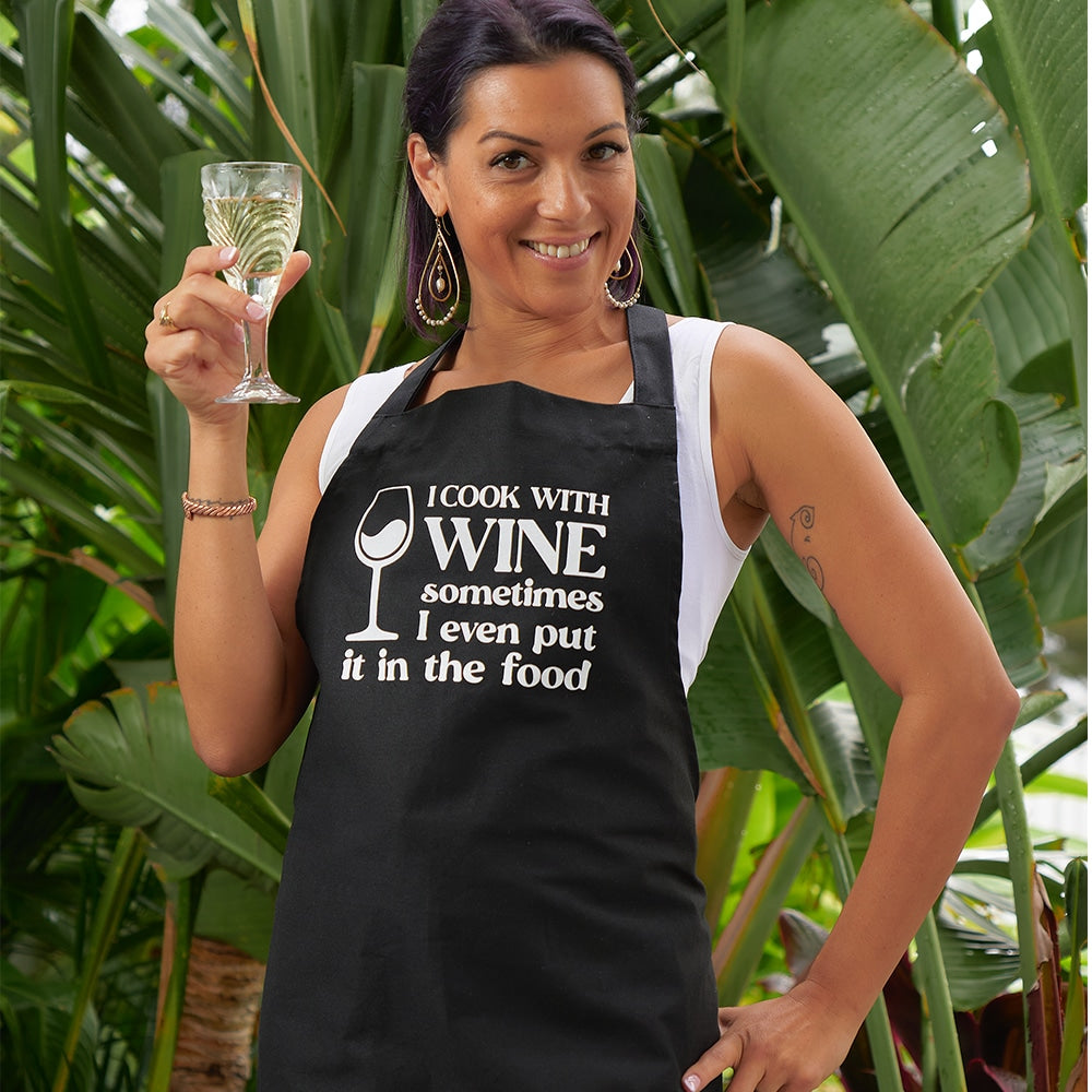 Apron I Cook with Wine Twig and Feather Twig and Feather