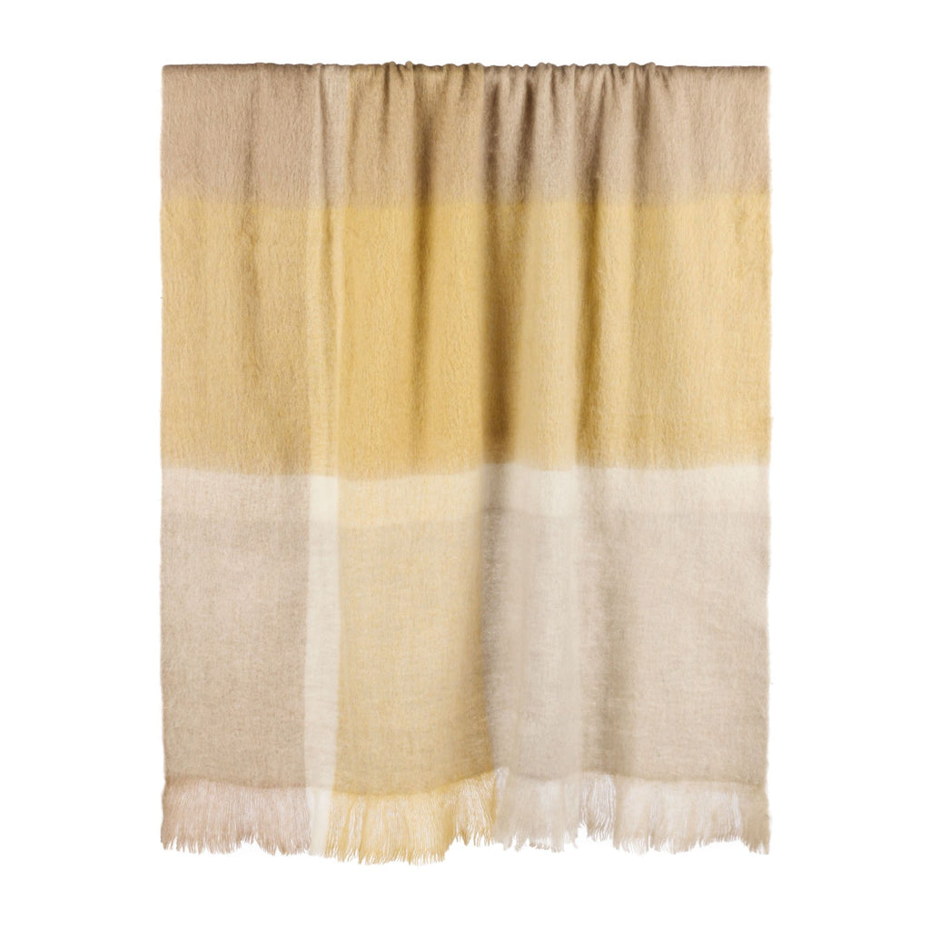 Twig and Feather - Angus wool blend check throw in mustard, taupe and ivory 130cm x 180cm by Amalfi