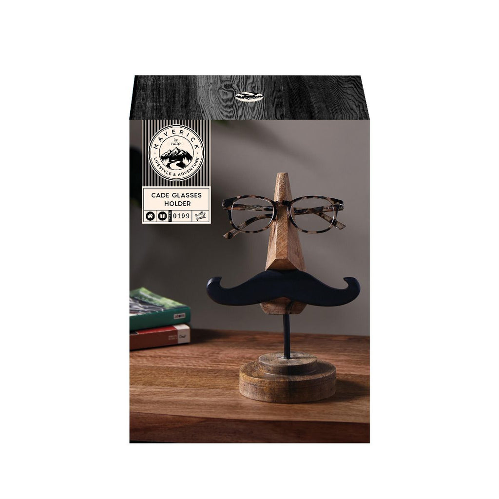 Wood Glasses Holder with Moustache