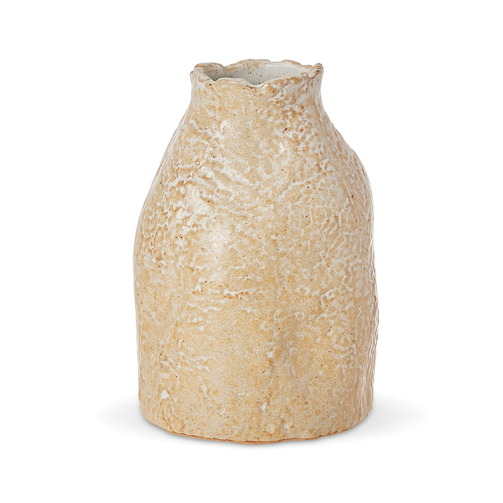 Twig and Feather - Textured beige ceramic vase on a white background - by Madras Link