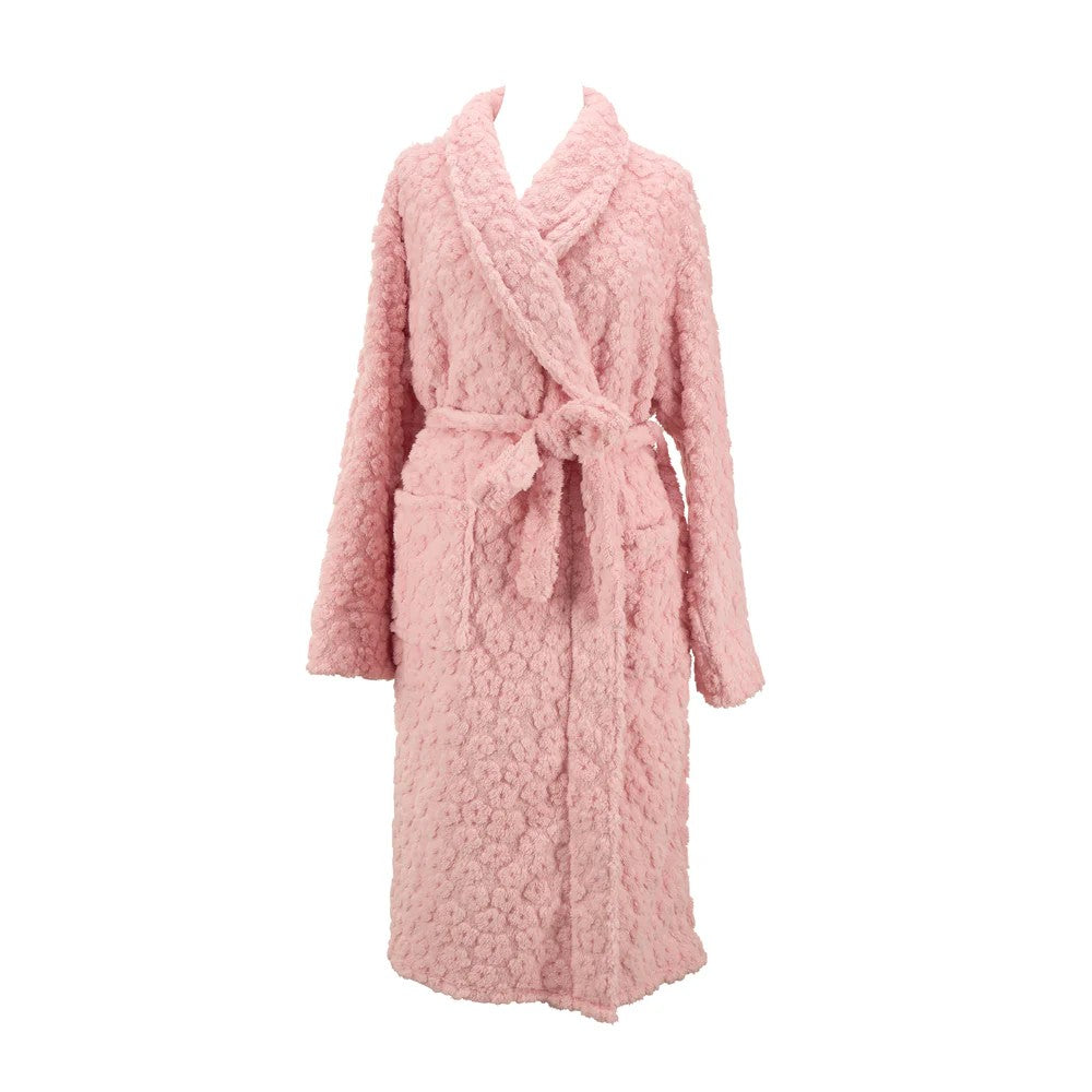 Twig and Feather Cosy Luxe Bath Robe Embossed Flower Pink