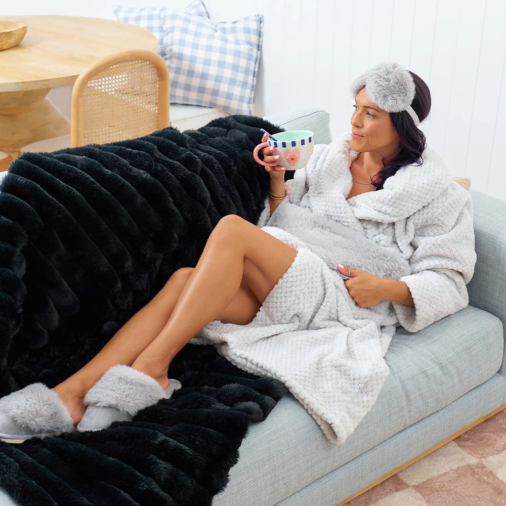 Twig and Feather Bath Robe – Cosy Luxe - Light Grey for Mother's Day