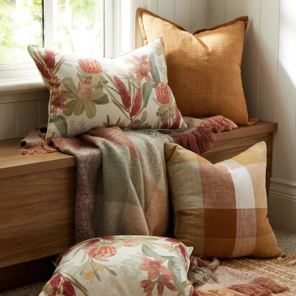Twig and Feather: Dana brushed check throw in clay/rust by Madras Link