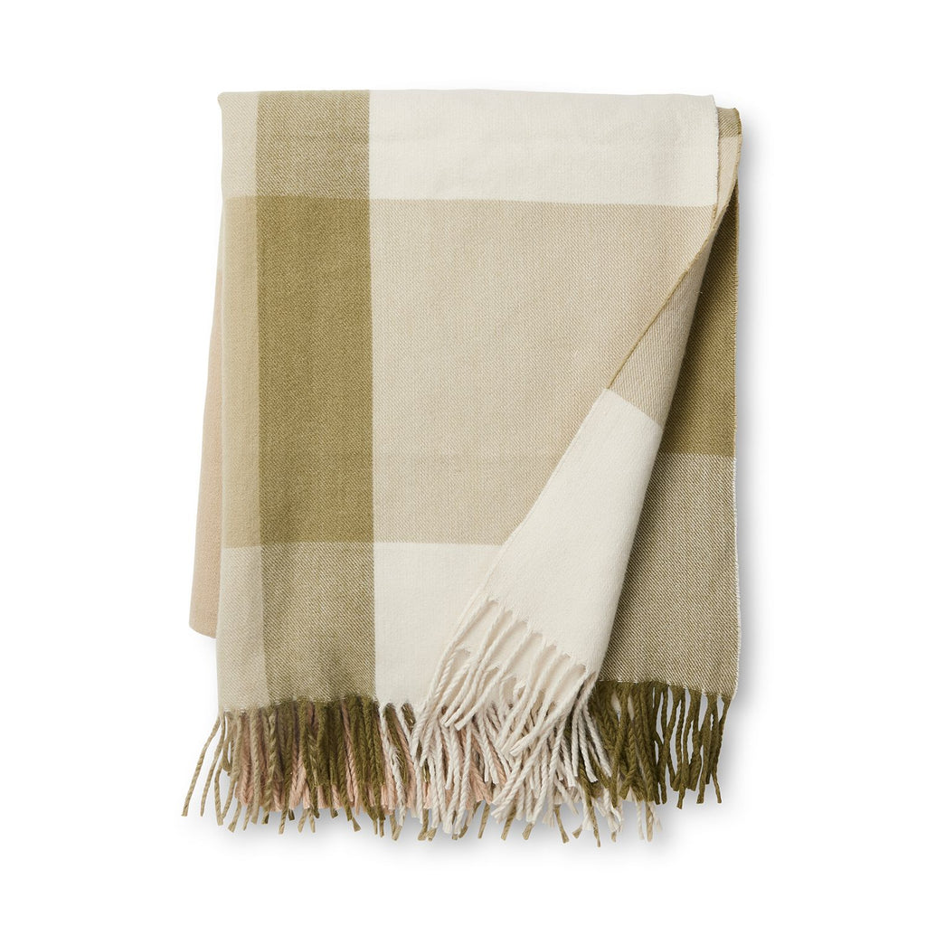 Twig and Feather Felix green check throw by Madras Link