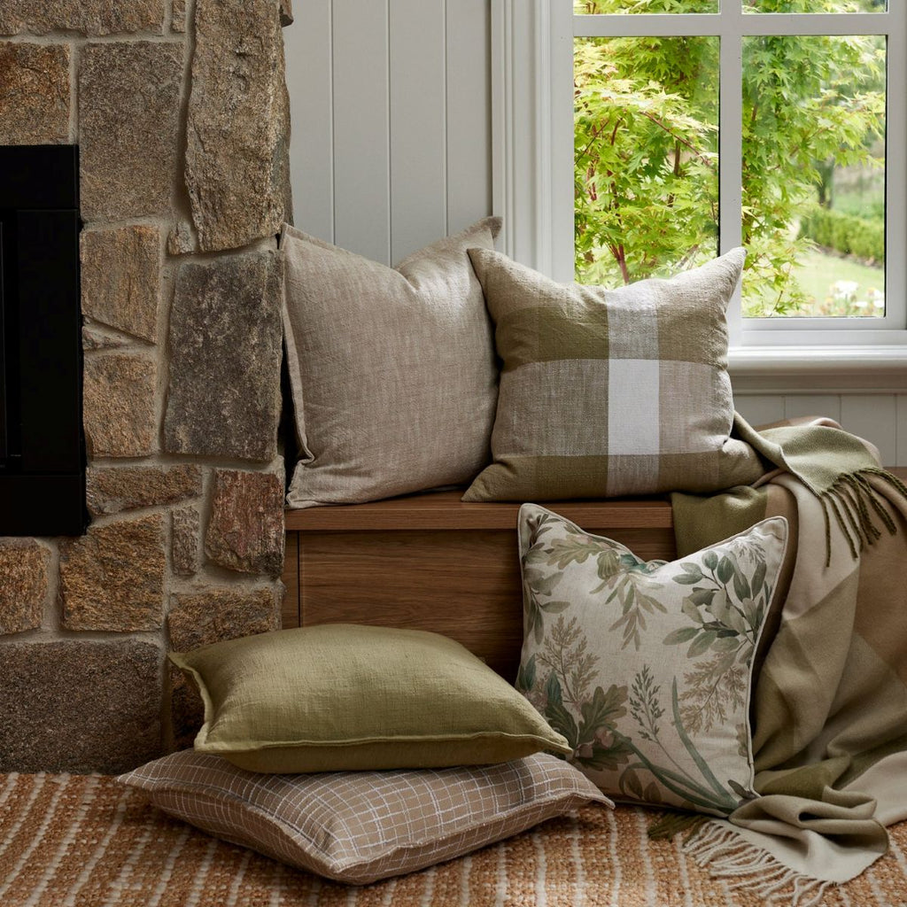 Twig and Feather Felix green check throw by Madras Link