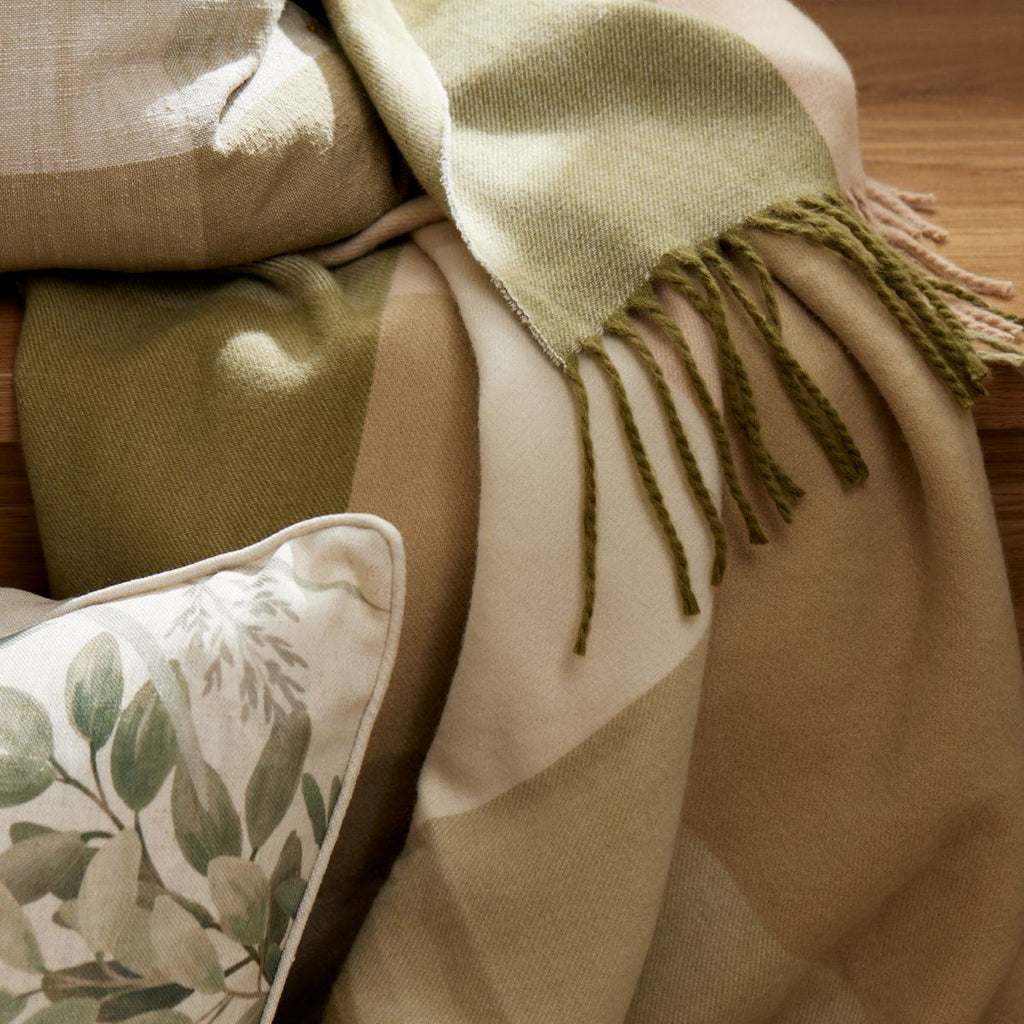 Twig and Feather Felix green check throw by Madras Link