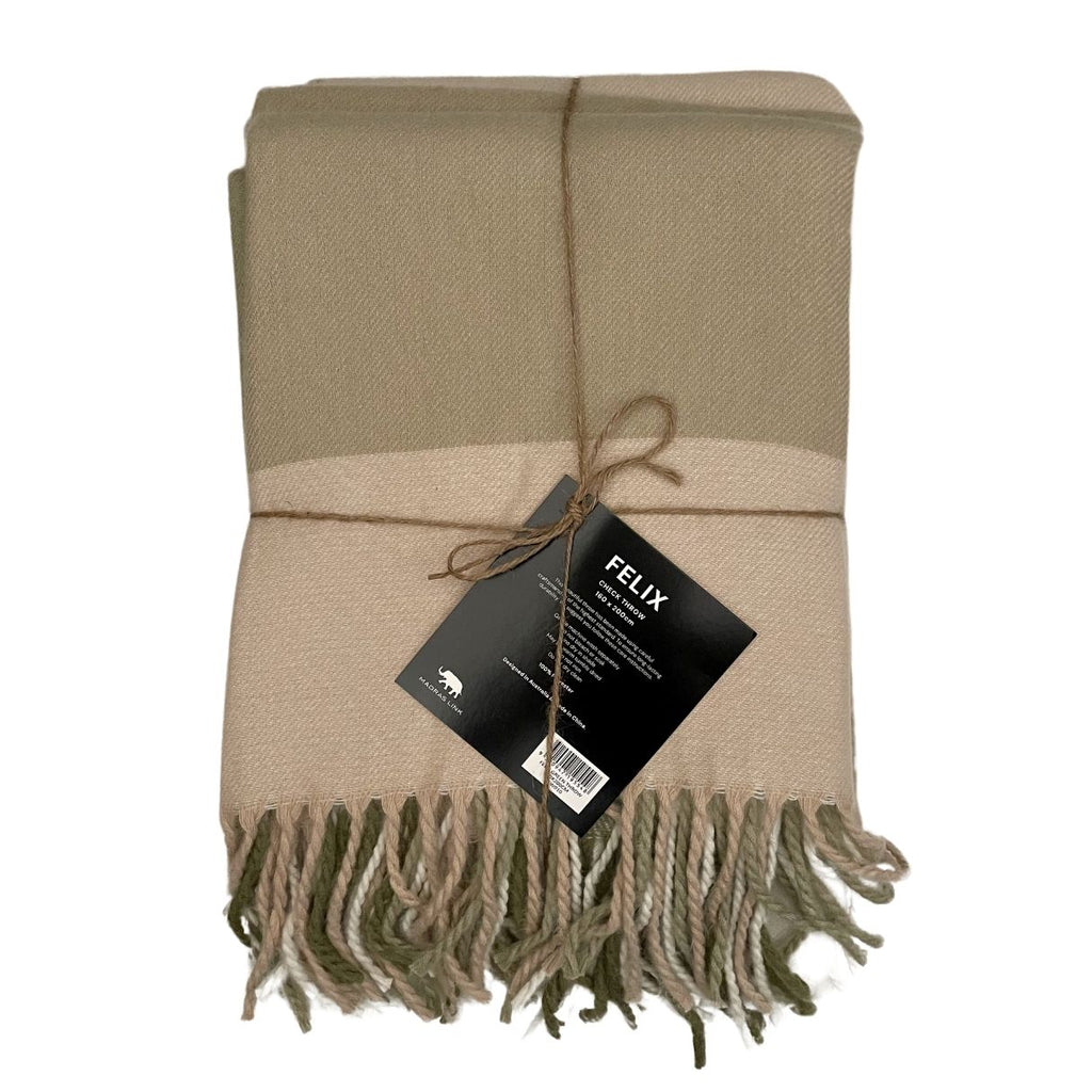Twig and Feather Felix green check throw by Madras Link