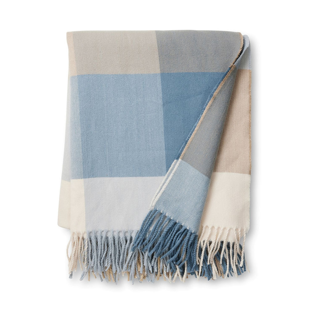 Twig and Feather: Harley check throw in blue by Madras Link