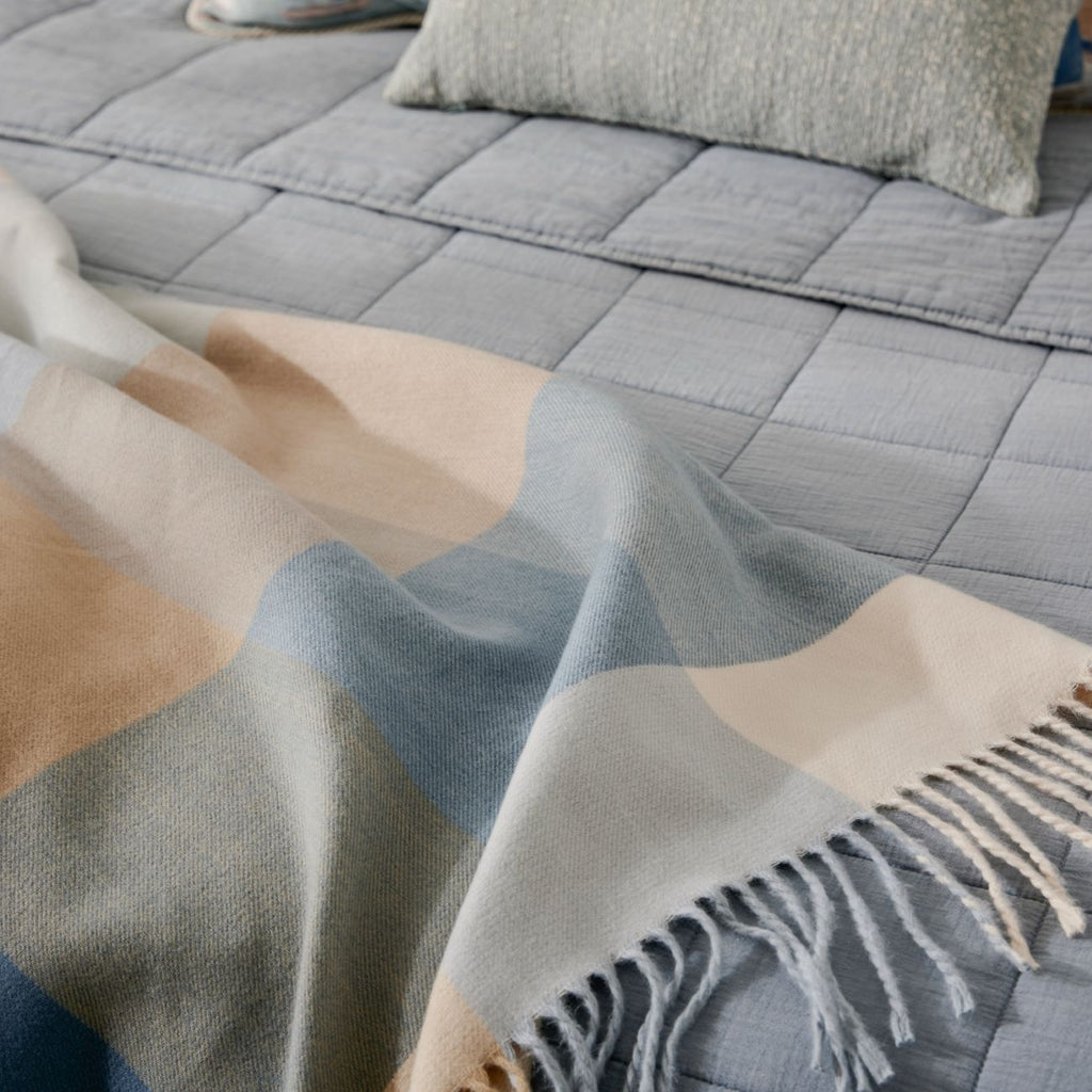 Twig and Feather: Harley check throw in blue by Madras Link