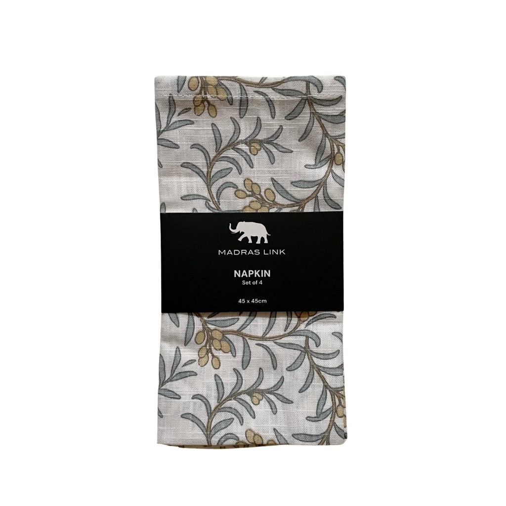 Set of 4 Juniper patterned napkins with berries and leaves