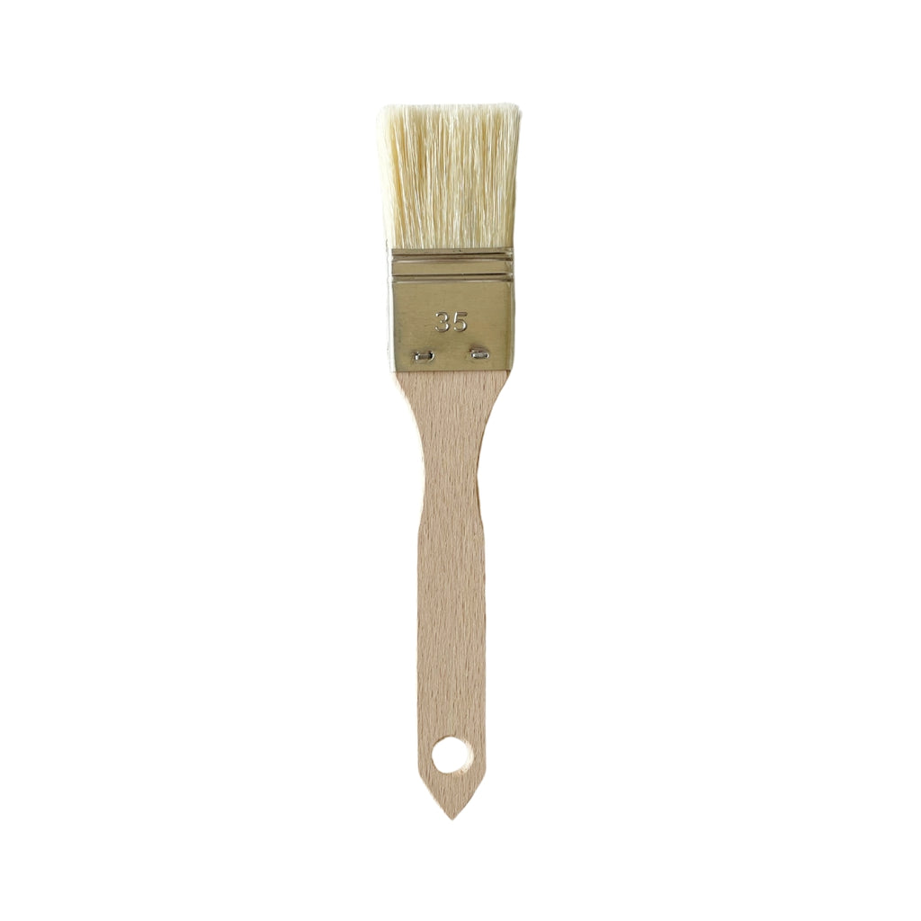 Twig and Feather pastry brush 35mm wide, made in beechwood and natural fibre