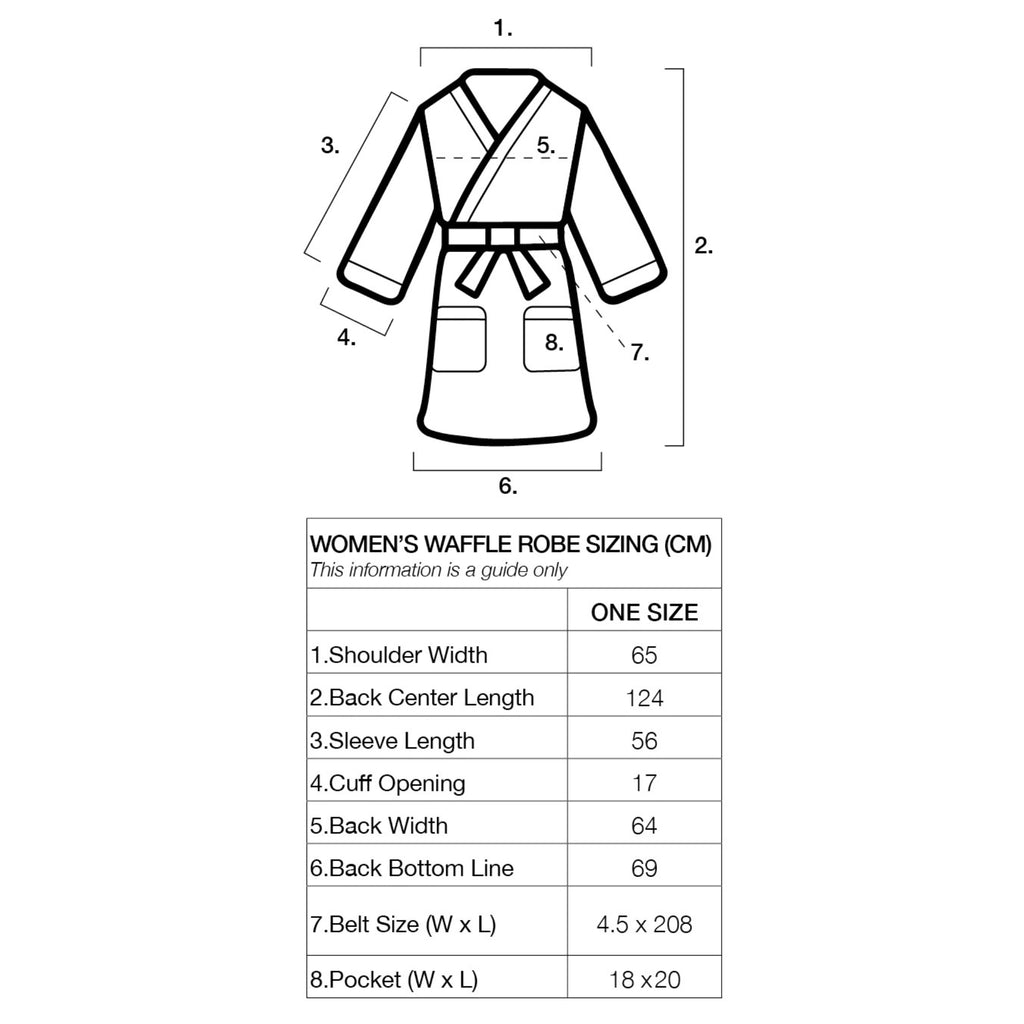 Twig and Feather Bath Robe – Sizing chart for women's robe