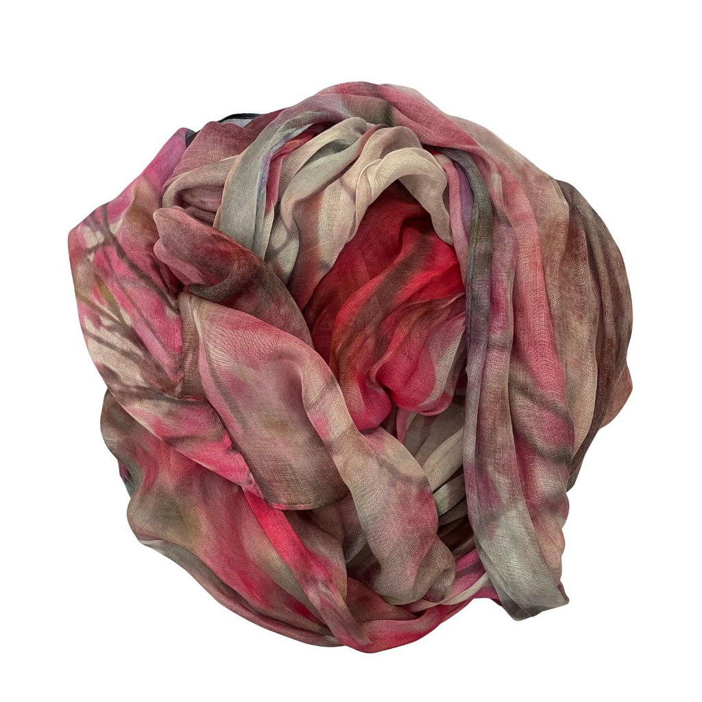 The Artist Label Sweet Spring scarf bundled in a pile in pinks and greys