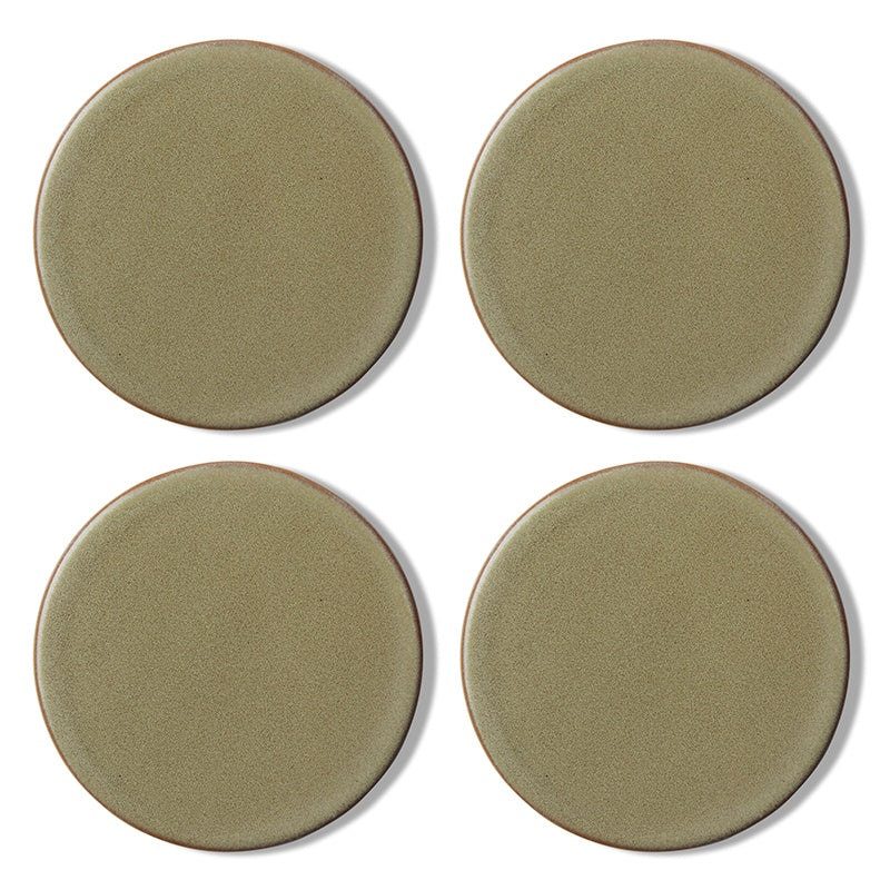 wig and Feather - ceramic coasters in matte green - set of 4 by Madras Link
