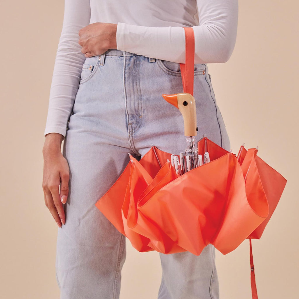 Twig and Feather - Original Duckhead umbrella made from recycled bottles in peach orange colour