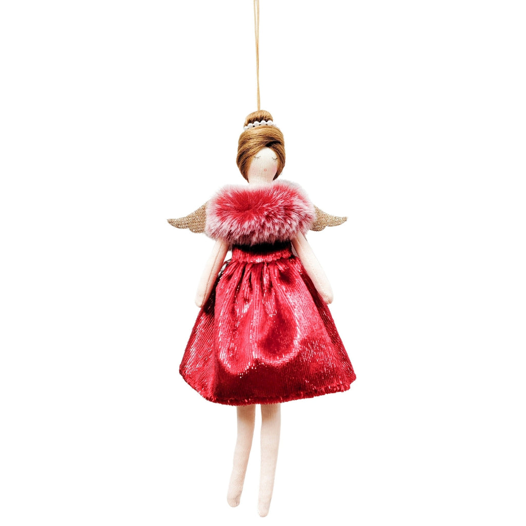 Twig and Feather elegant angel hanging decoration in red
