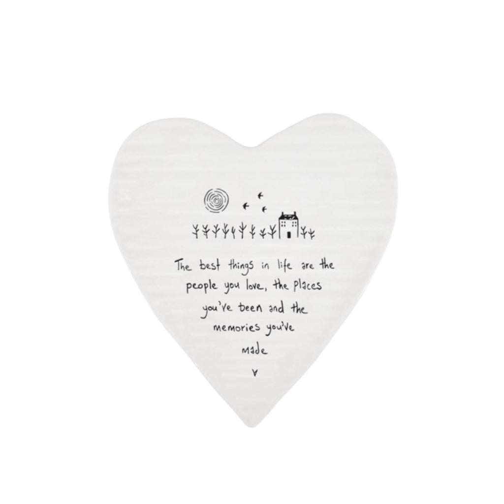 Twig and Feather porcelain coaster saying: the best things in life are the people you love