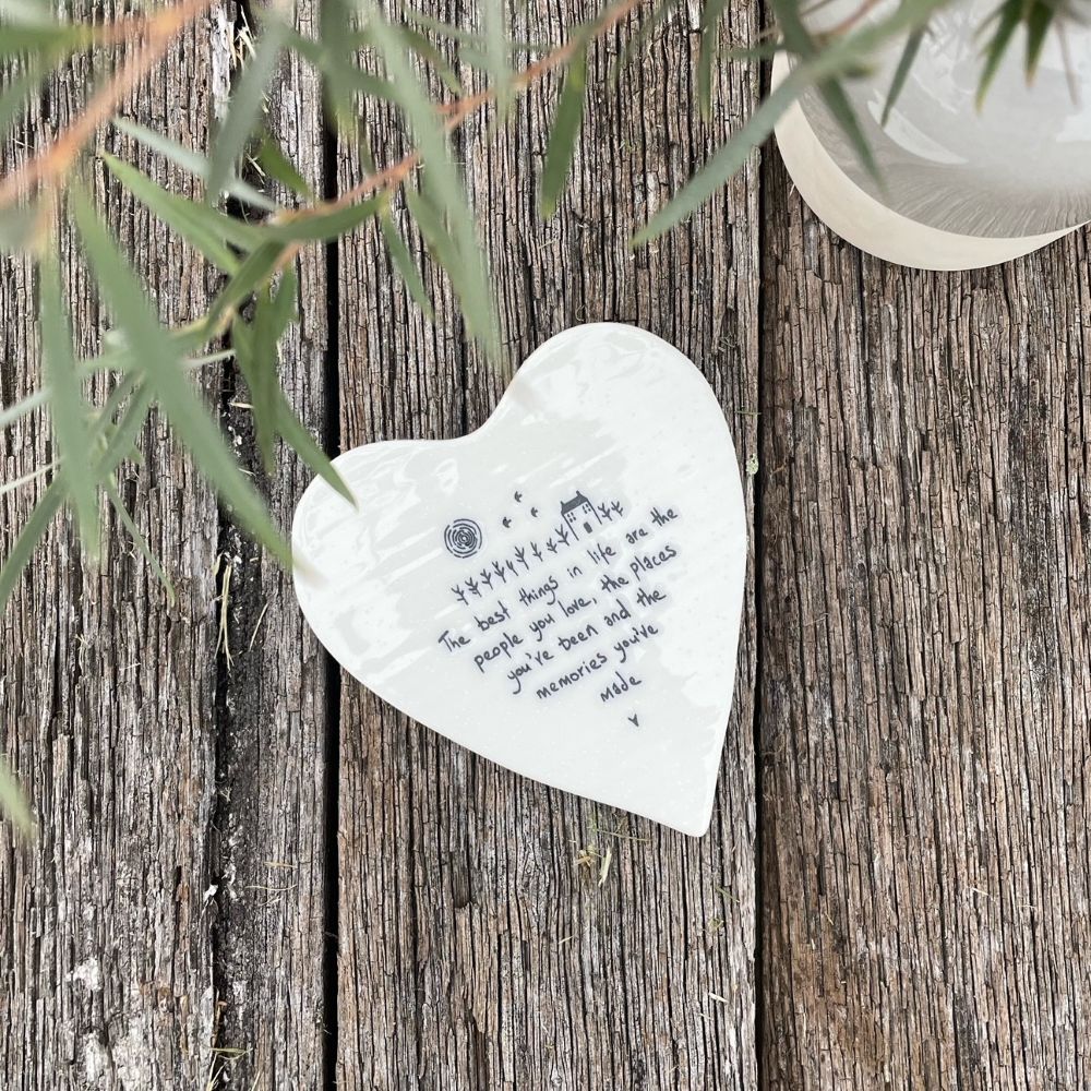 Twig and Feather porcelain coaster saying: the best things in life are the people you love