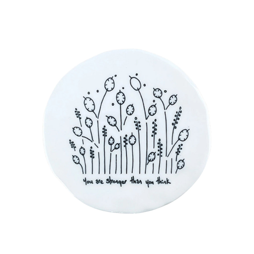 Twig and Feather Porcelain coaster saying You are stronger than you think