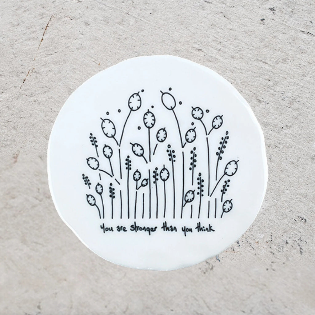 Twig and Feather Porcelain coaster saying You are stronger than you think