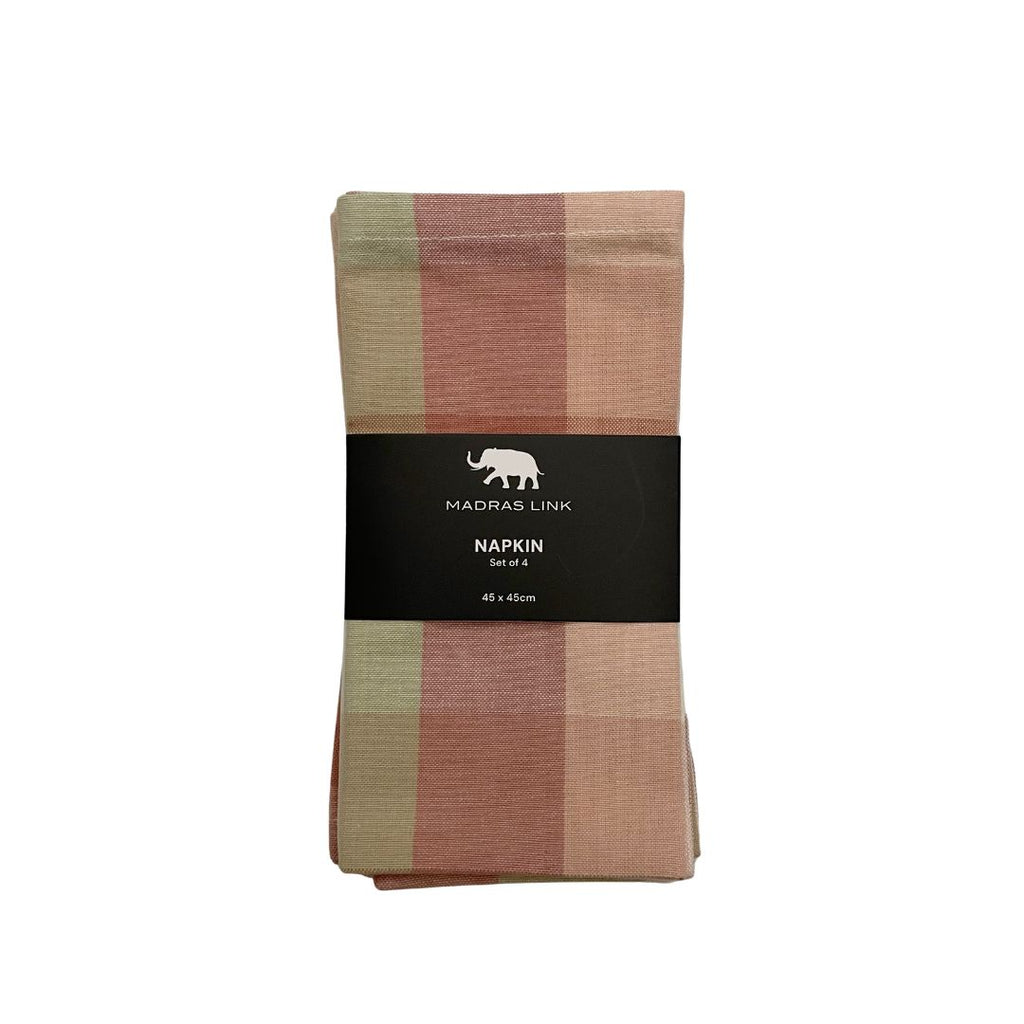 Rosie Checkered napkin with a Madras Link brand label on a white background