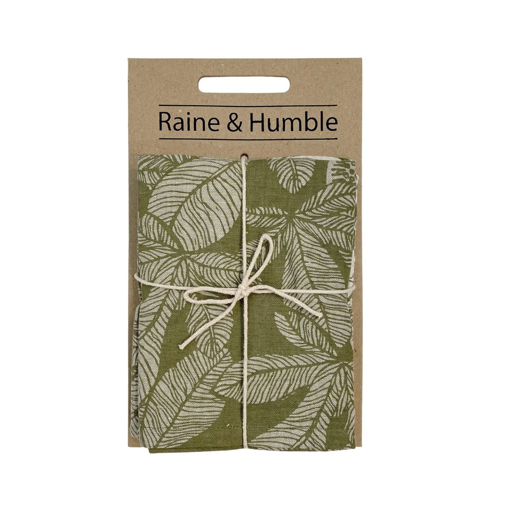 Twig and Feather Fig Tree tea towel 2pk olive green by Raine & Humble