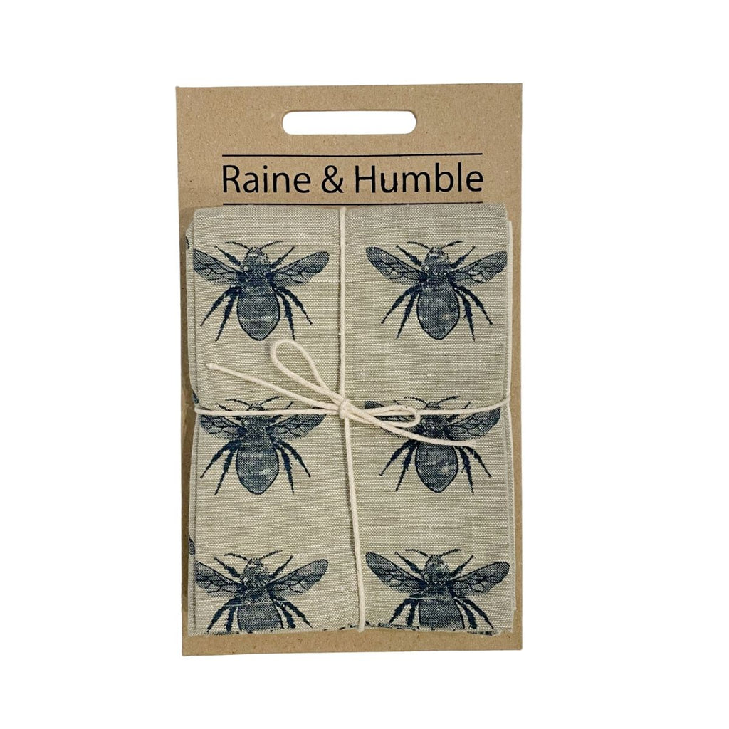 Twig and Feather honey bee tea towels 2pk in Blue by Raine & Humble