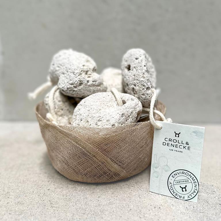 Twig and Feather - white pumice stone with rope - by Croll & Dencke