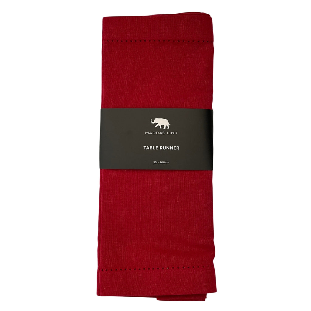 Twig and Feather berry red table runner 35cm x 200cm 