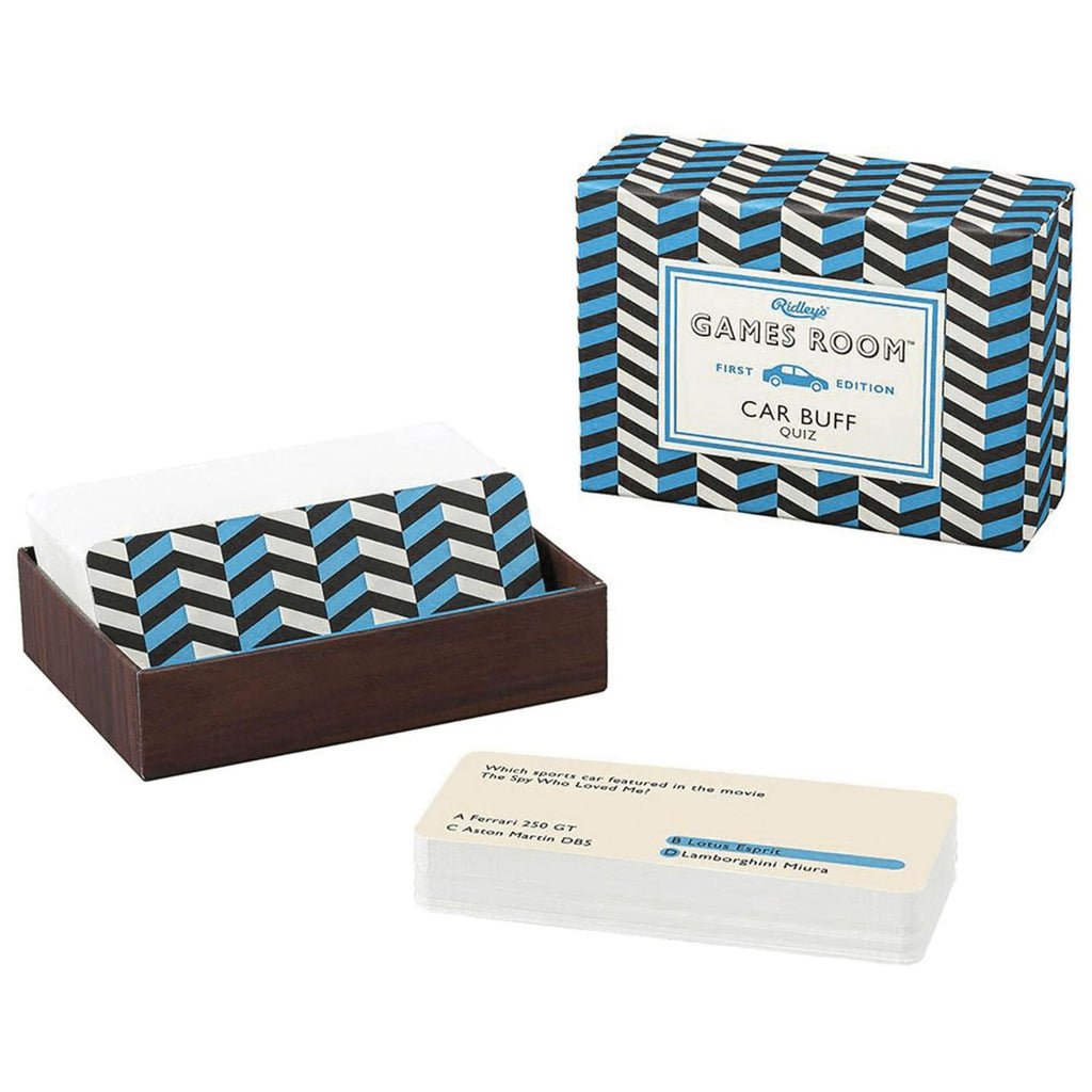 Car Buff Card game set with striped packaging and cards on a white background - available from Twig and Feather