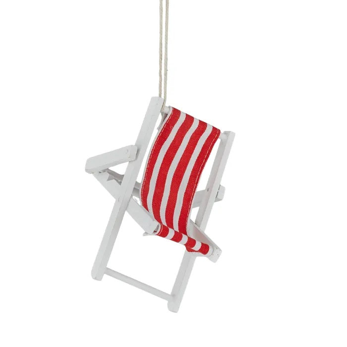 Twig and Feather deck chair hanging decoration in red and white stripe