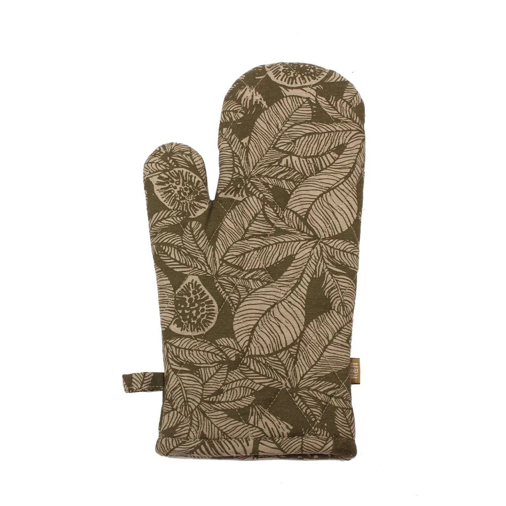 Twig and Feather fig tree single oven glove in burnt olive by Raine and Humble