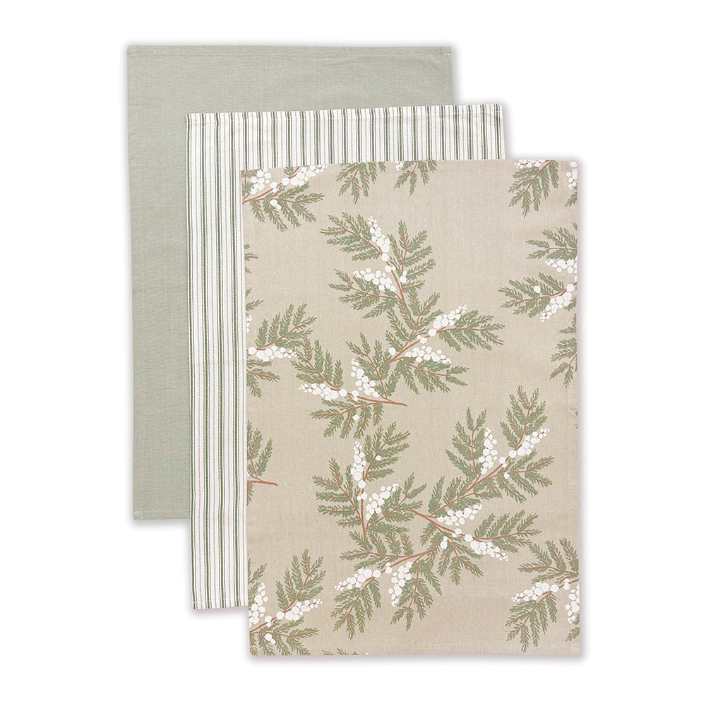 Twig and Feather snow berry tea towels 3pk by Madras Link
