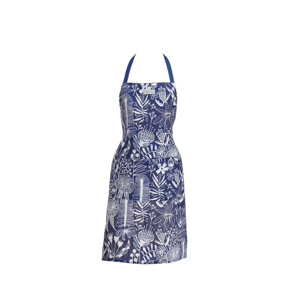 Twig and Feather - Navy Natives Linen apron by Annabel Trends