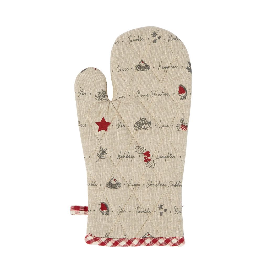 Twig and feather Christmas gratitude oven glove