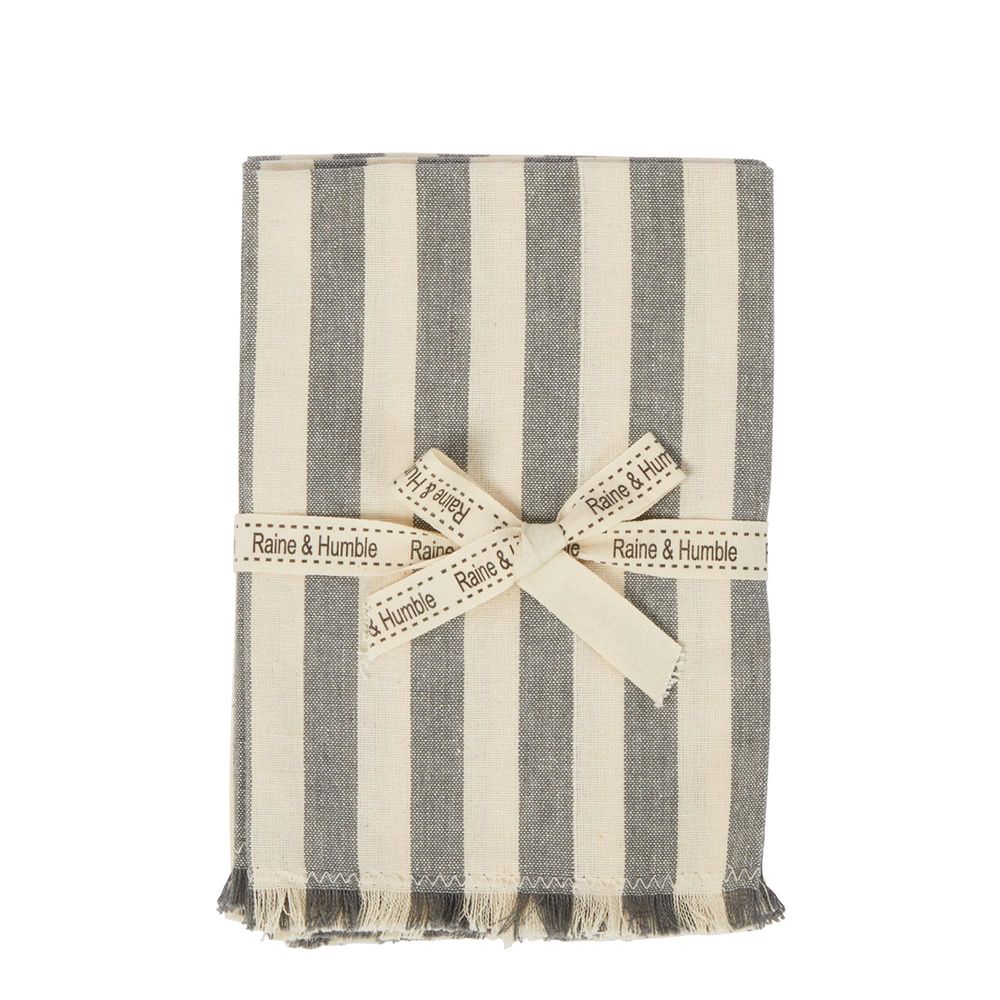 Twig and Feather grey stripe napkins 4pk