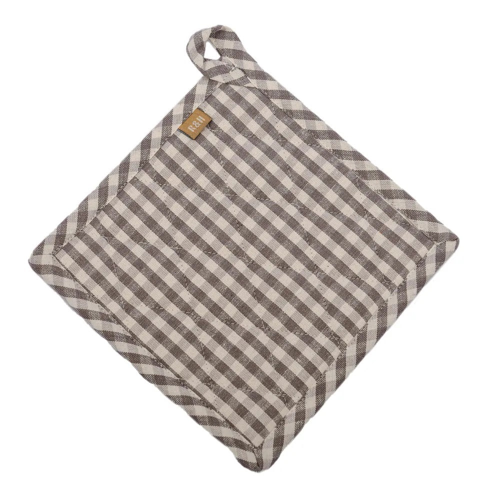 Twig and Feather pot holder in gingham ash grey by Raine and Humble