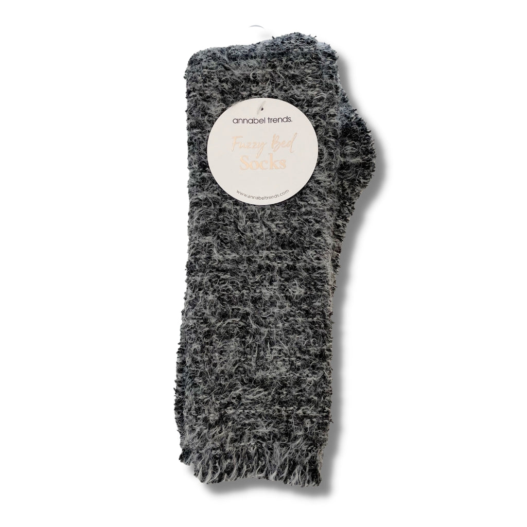 Twig and Feather fuzzy bed socks black & white from Annabel Trends