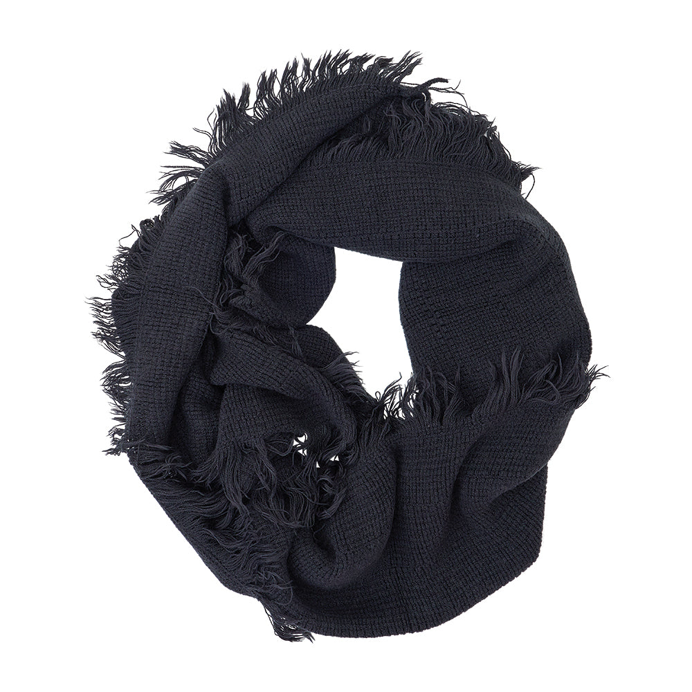 Twig and Feather snood with fringe in black by Annabel Trends