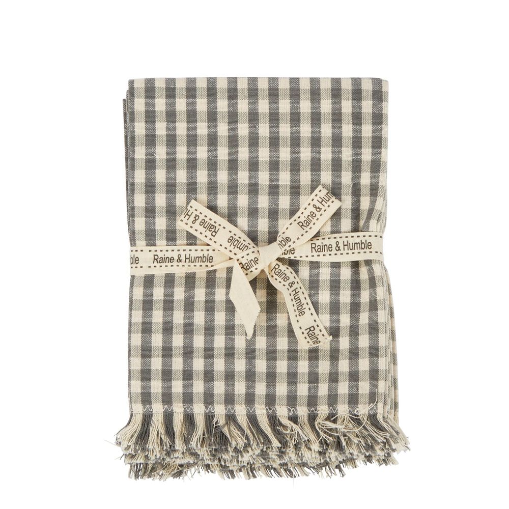 Twig and Feather Grey gingham napkins 4pk