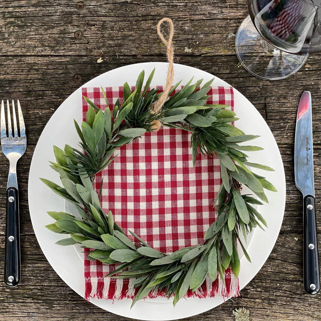 Twig and Feather Reg gingham Christmas napkins style