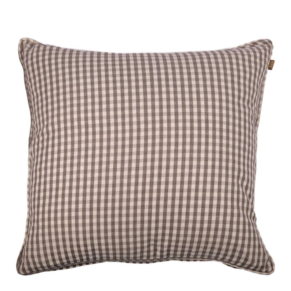 Twig and Feather cushion gingham in ash grey 50cm x 50cm by Raine and Humble