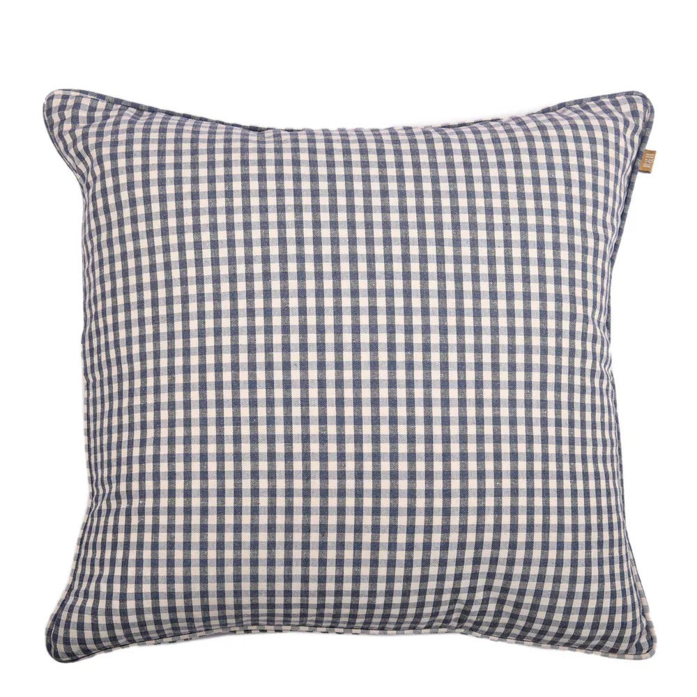 Twig and Feather cushion gingham blue 50cm x 50cm by Raine and Humble