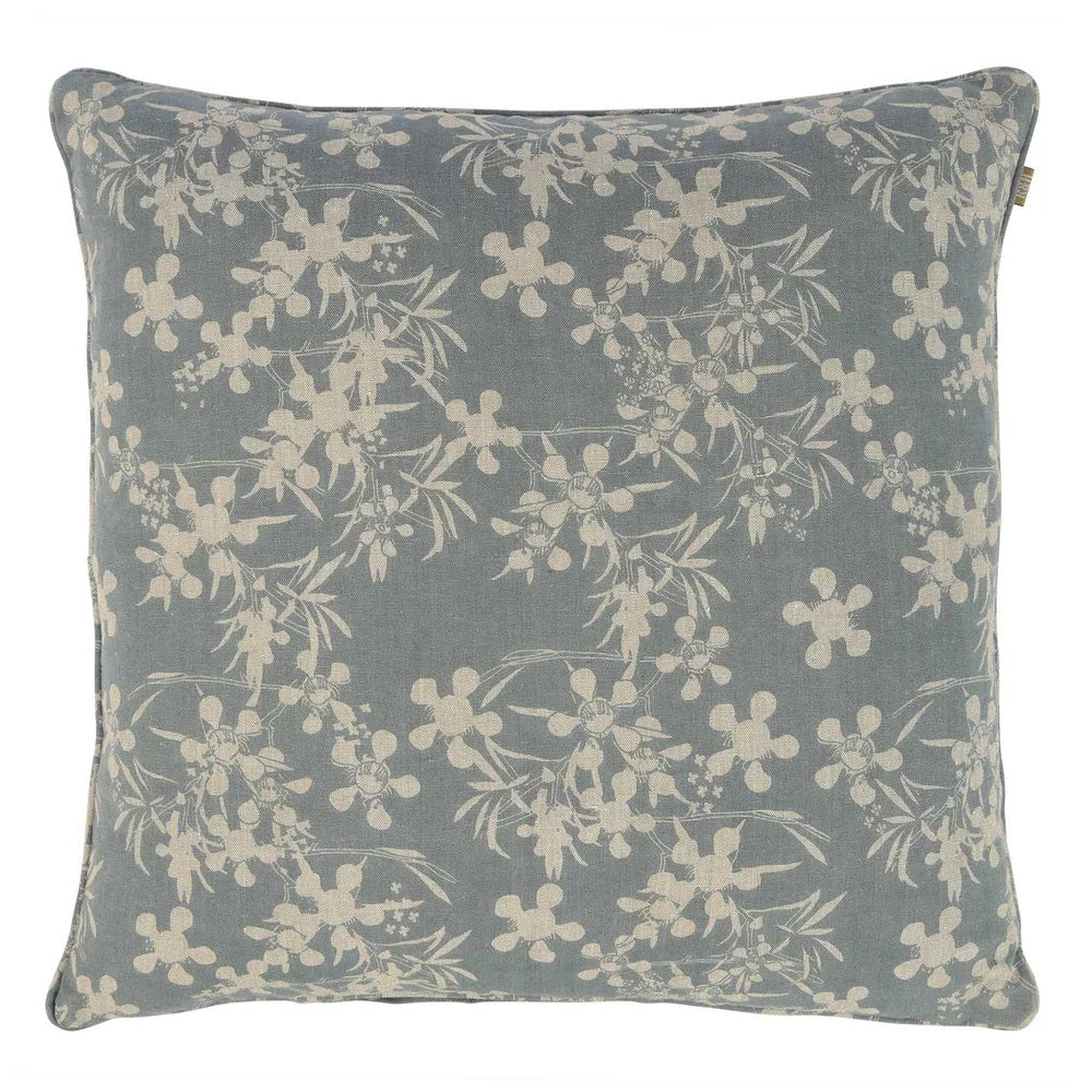 Twig and Feather cushion myrtle in slate grey 50cm x 50cm by Raine and Humble
