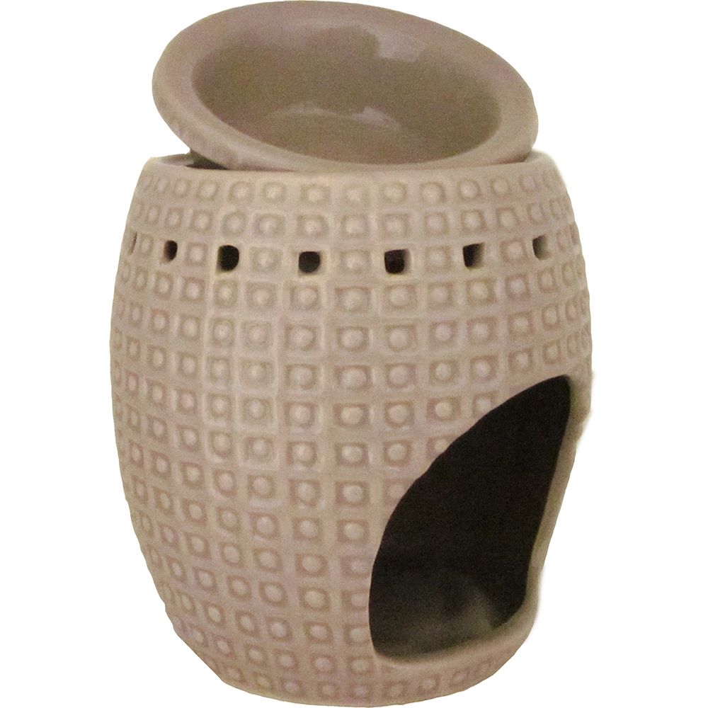 Oil Burner – Ceramic with Spotted Pattern - Taupe
