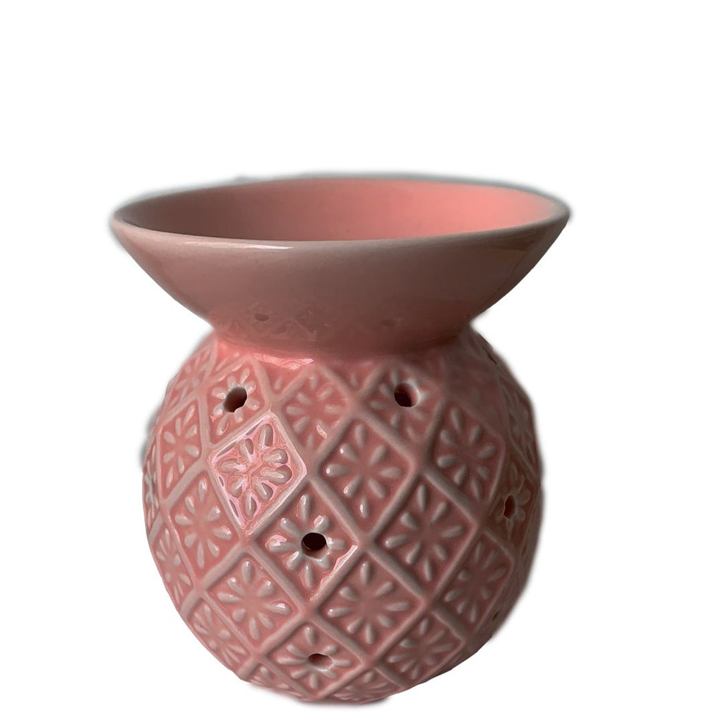 Oil Burner – Ceramic with Petal Pattern - Coral