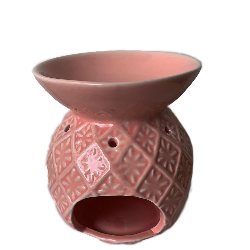 Oil Burner – Ceramic with Petal Pattern - Coral